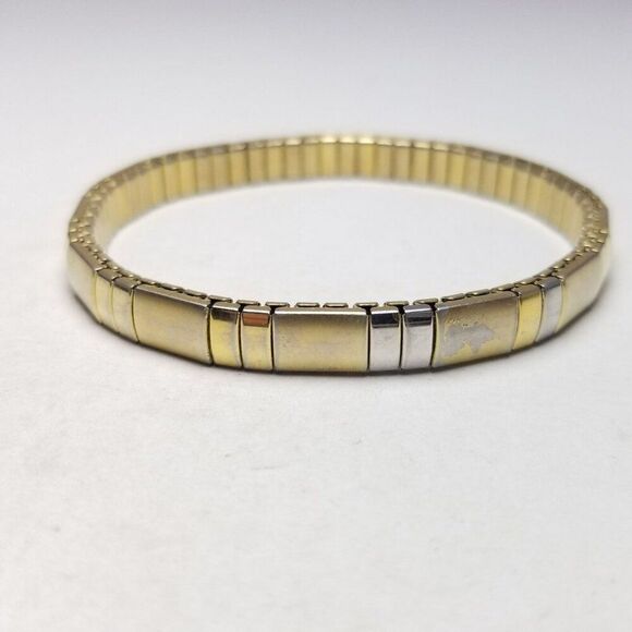 Vintage Gold Tone Stretch Expansion Bracelet, Watch Strap Style, Estate - Picture 6 of 7
